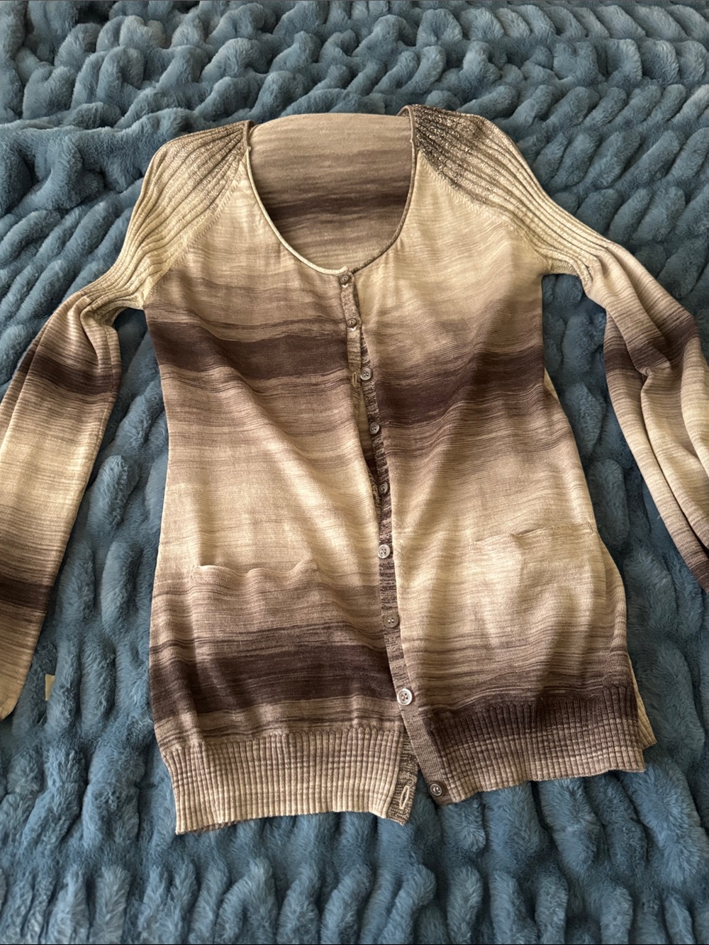 Elie Tahari Ombre Brown Button-Front Cardigan